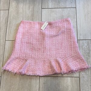 Francesca's Collections Pink Tweed Flounce Mini Skirt